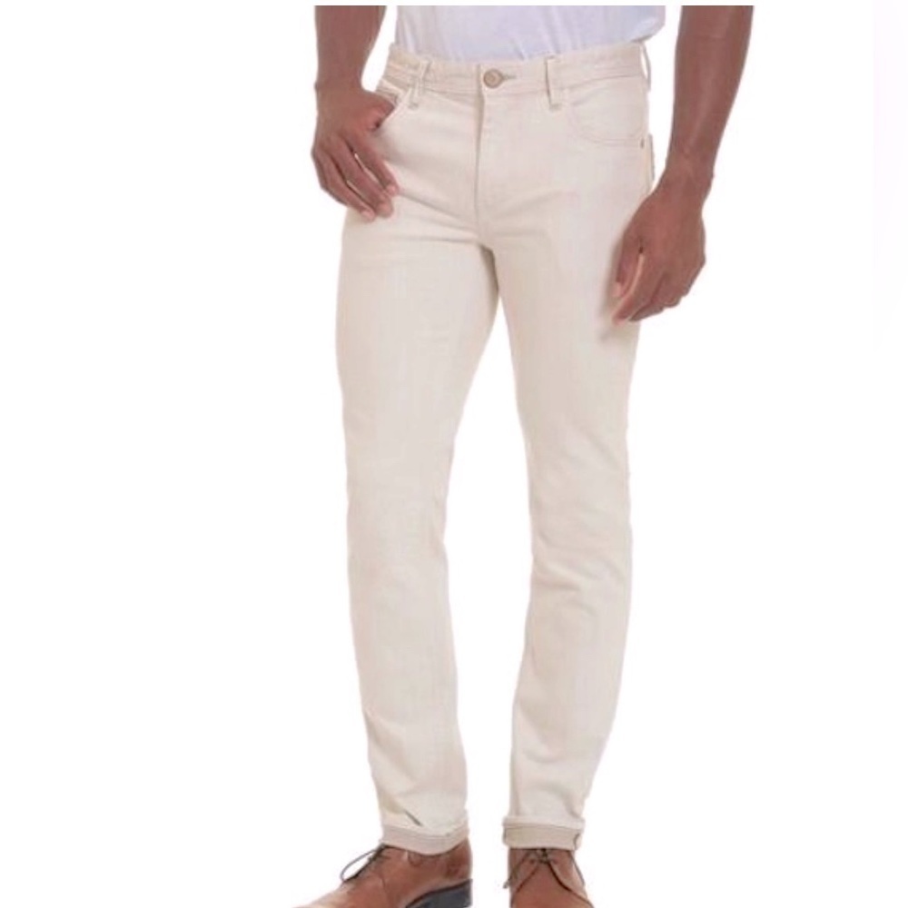 NWT ROBERT GRAHAM GONZALES STRAIGHT FIT JEANS IN OFF-WHITE IN STONE